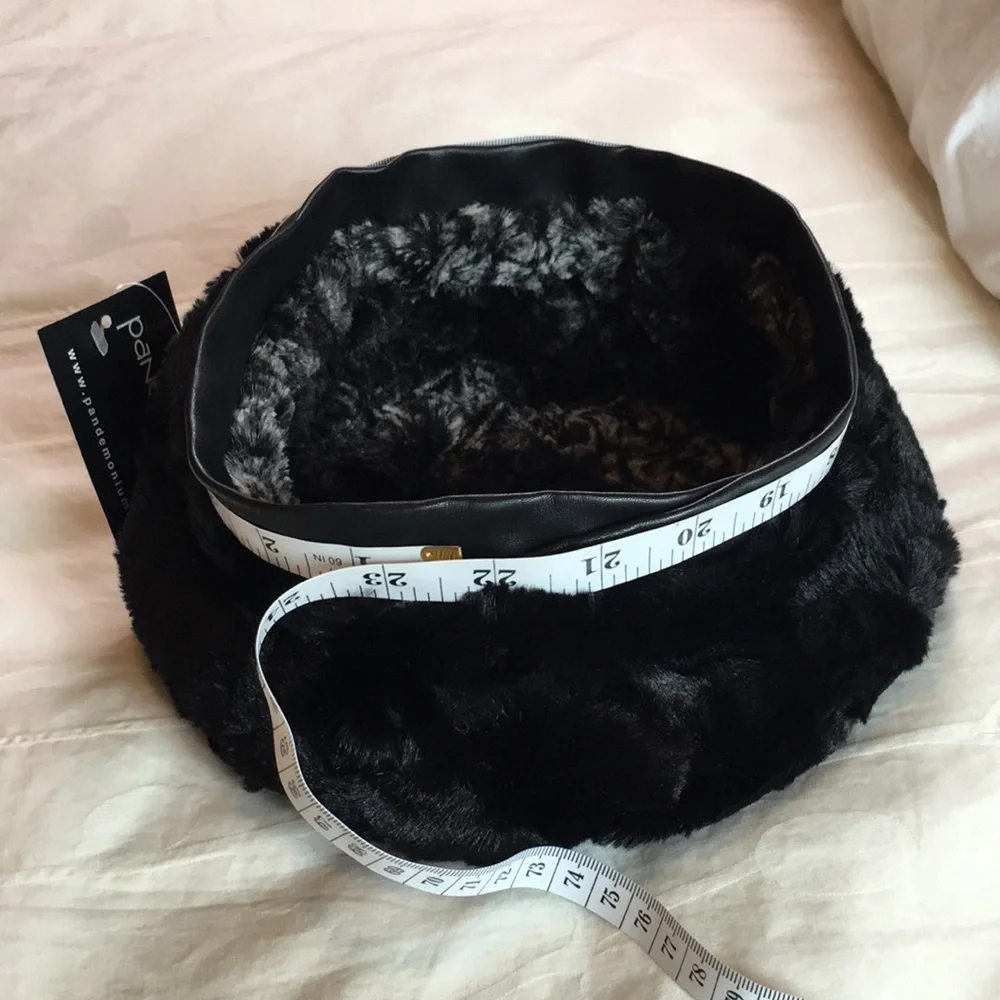 Pandemonium Beret, Reversible - Luxury Faux Fur in Smoky Essence With Black